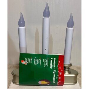 Battery Operated Candelabra Xodus FPC1230 Pewter Tone 3 LED Candles 10" Christma